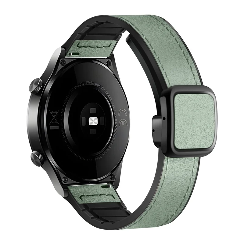 For Samsung Galaxy Watch6 / Garmin Venu Sq 2 Watch Band 20mm PU Leather+Silicone Strap - Light Green