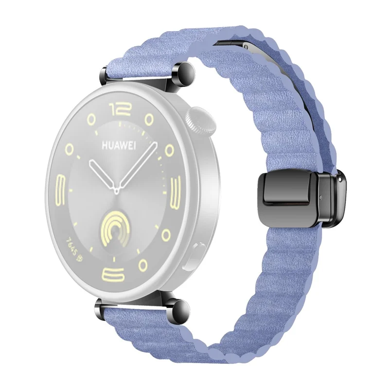 18mm Universal Watch Band Genuine Cow Leather Coated Silicone Magnetic Strap Replacement - Baby Blue