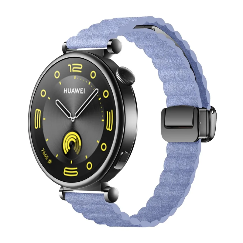 18mm Universal Watch Band Genuine Cow Leather Coated Silicone Magnetic Strap Replacement - Baby Blue