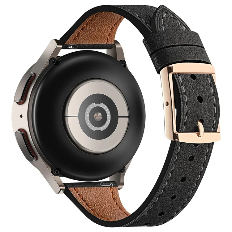 Banda de reloj universal de 22 mm Correa de cuero de vaca genuino de repuesto - Negro