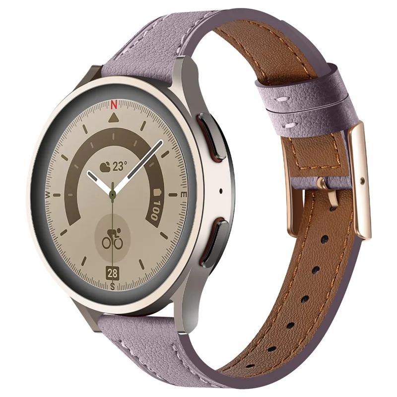 22mm Universal Wrist Watch Band Genuine Cow Leather Strap Replacement - Purple