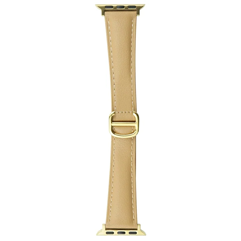 For Apple Watch Ultra 3 2 1 49mm / Series 11 10 46mm / 9 8 7 45mm / SE3 SE2 SE 6 5 4 44mm / 3 2 1 42mm Replacement Band Leather Watch Strap - Milk Tea