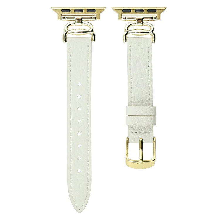 Replace Band for Apple Watch 10 46mm / Ultra 2 / Ultra 49mm / 9 8 7 45mm / SE (2023) SE (2022) SE 6 5 4 44mm / 3 2 1 42mm Leather Strap - White
