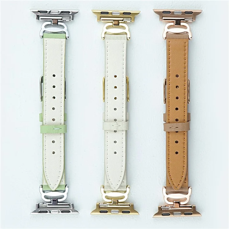 Replace Band for Apple Watch 10 46mm / Ultra 2 / Ultra 49mm / 9 8 7 45mm / SE (2023) SE (2022) SE 6 5 4 44mm / 3 2 1 42mm Leather Strap - White