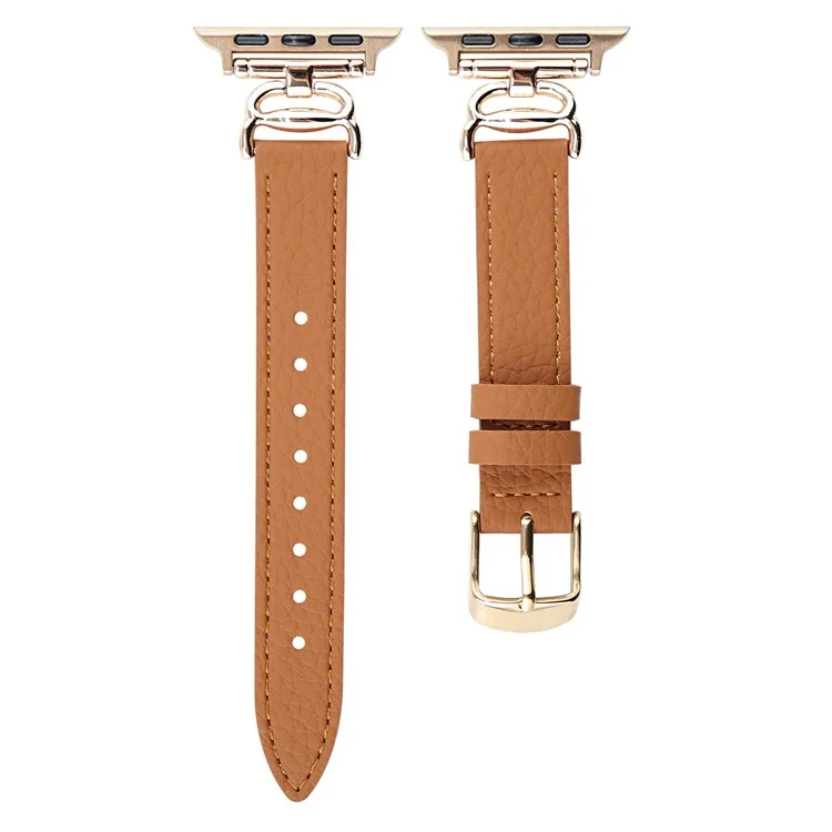 Replace Band for Apple Watch 10 46mm / Ultra 2 / Ultra 49mm / 9 8 7 45mm / SE (2023) SE (2022) SE 6 5 4 44mm / 3 2 1 42mm Leather Strap - Brown