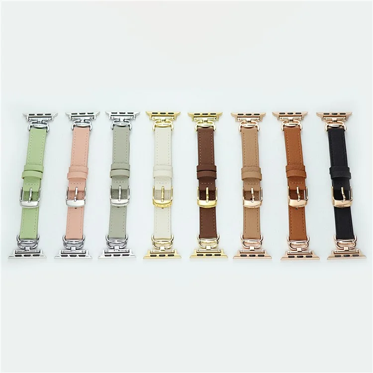 Replace Band for Apple Watch 10 46mm / Ultra 2 / Ultra 49mm / 9 8 7 45mm / SE (2023) SE (2022) SE 6 5 4 44mm / 3 2 1 42mm Leather Strap - Brown