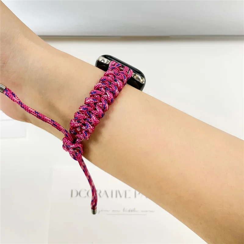 Watch Band for Apple Watch Series 10 42mm / 9 8 7 41mm / SE (2023) SE (2022) SE 6 5 4 40mm / 3 2 1 38mm Braided Rope Drawstring Slim Wrist Strap - Violet