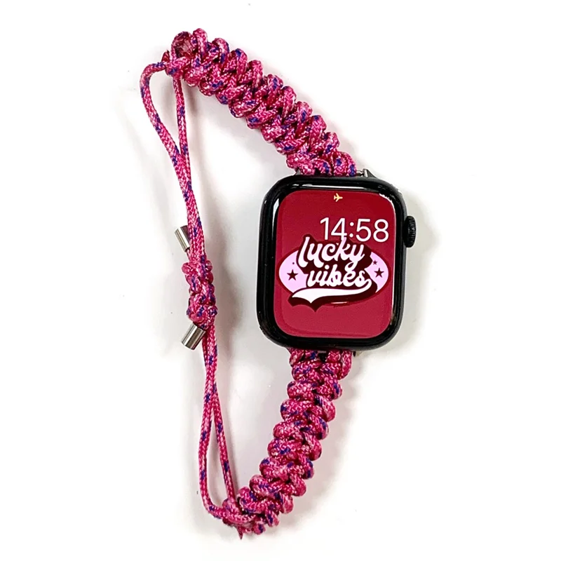 For Apple Watch Ultra 3 2 1 49mm / Series 11 10 46mm / 9 8 7 45mm / SE3 SE2 SE 6 5 4 44mm / 3 2 1 42mm Watch Strap Braided Rope Wrist Band - Violet