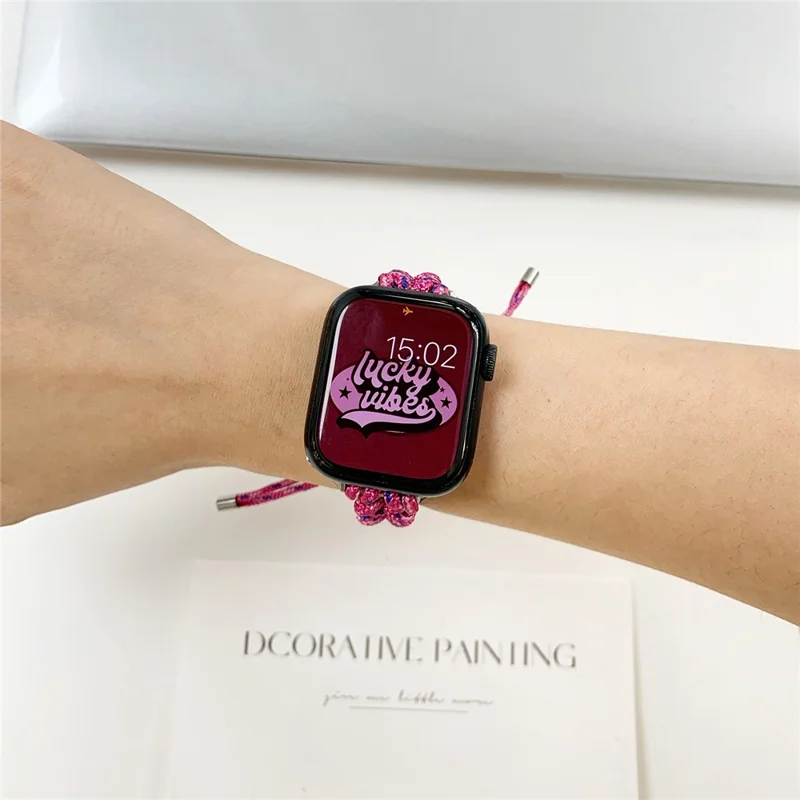 For Apple Watch Ultra 3 2 1 49mm / Series 11 10 46mm / 9 8 7 45mm / SE3 SE2 SE 6 5 4 44mm / 3 2 1 42mm Watch Strap Braided Rope Wrist Band - Violet