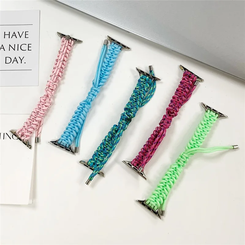 For Apple Watch Ultra 3 2 1 49mm / Series 11 10 46mm / 9 8 7 45mm / SE3 SE2 SE 6 5 4 44mm / 3 2 1 42mm Watch Strap Braided Rope Wrist Band - Violet