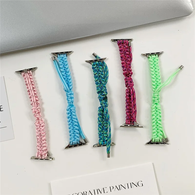 For Apple Watch Ultra 3 2 1 49mm / Series 11 10 46mm / 9 8 7 45mm / SE3 SE2 SE 6 5 4 44mm / 3 2 1 42mm Watch Strap Braided Rope Wrist Band - Violet