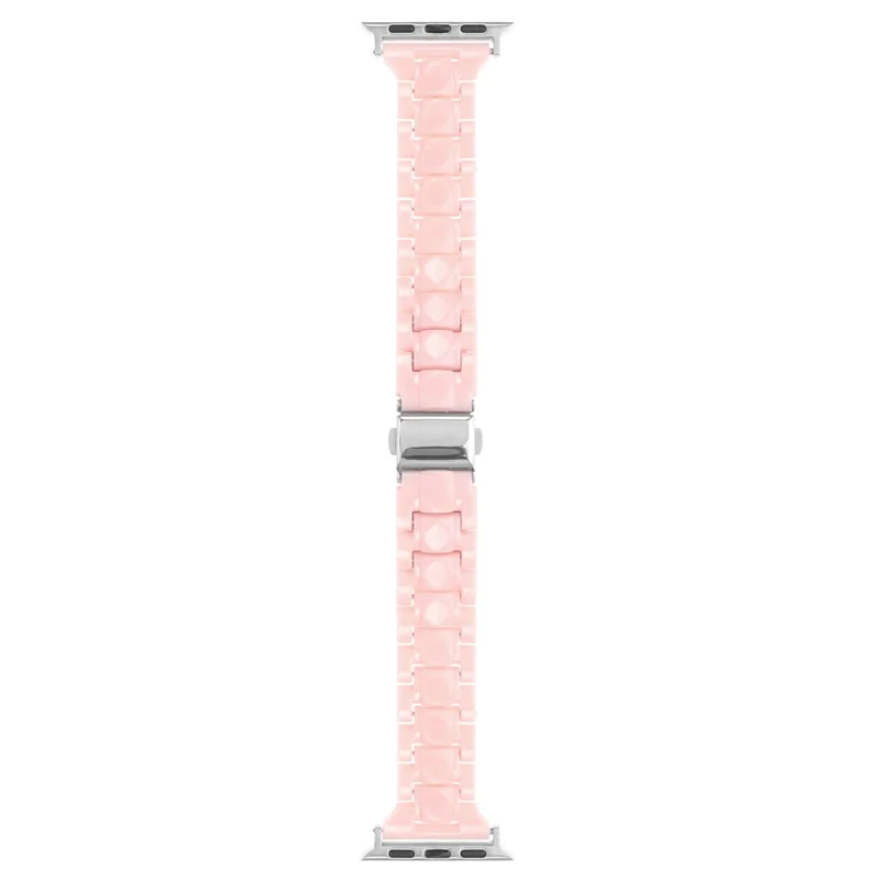 Banda para el Reloj de Apple Watch Serie 10 42mm / 9 8 7 41mm / SE (2023) SE (2022) SE 6 5 4 40mm / 3 2 1 38mm Correas de Resina 3-Grano - Rosa