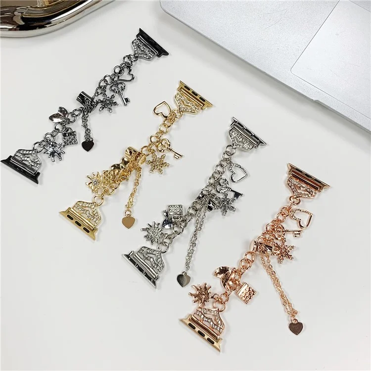 Watch Band for Apple Watch Series 10 42mm / 9 8 7 41mm / SE (2023) SE (2022) SE 6 5 4 40mm / 3 2 1 38mm Snowflake Charm Watch Strap - Gold