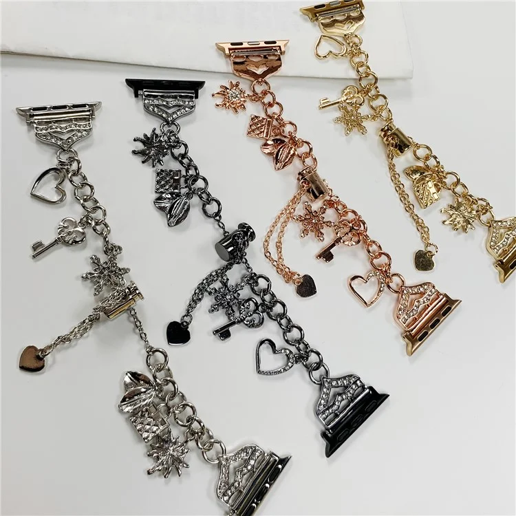 Watch Band for Apple Watch Series 10 42mm / 9 8 7 41mm / SE (2023) SE (2022) SE 6 5 4 40mm / 3 2 1 38mm Snowflake Charm Watch Strap - Gold