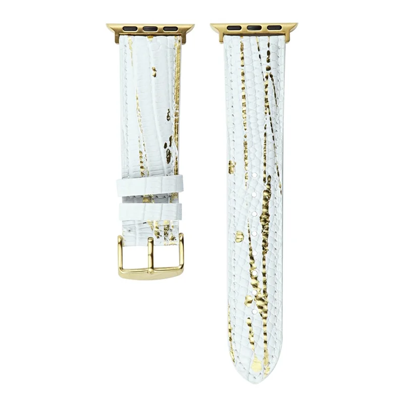 Watch Band for Apple Watch Series 10 42mm / 9 8 7 41mm / SE (2023) SE (2022) SE 6 5 4 40mm / 3 2 1 38mm Lizard Texture Leather Watchband - White