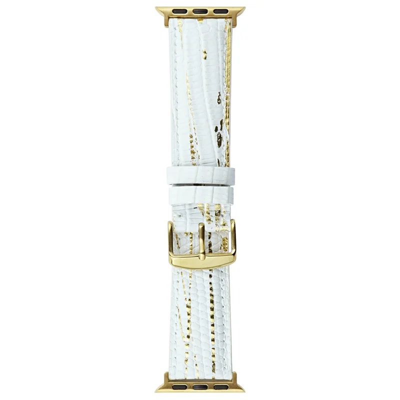Watch Band for Apple Watch Series 10 42mm / 9 8 7 41mm / SE (2023) SE (2022) SE 6 5 4 40mm / 3 2 1 38mm Lizard Texture Leather Watchband - White