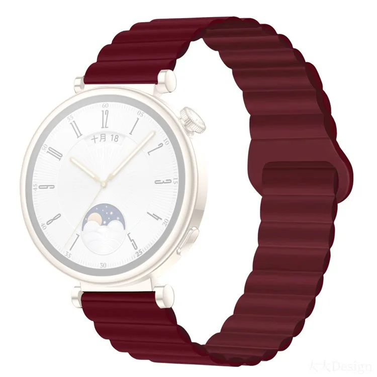 For Garmin Forerunner 265S / 255S / Venu 2S Silicone Watch Band 18mm Magnetic Wrist Strap - Wine Red