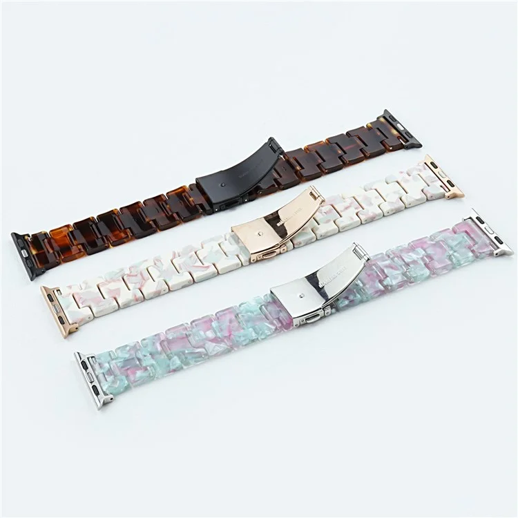 Für Apple Watch 10 46mm / Ultra 2 / Ultra 49mm / 9 8 7 45mm / SE (2023) SE (2022) SE 6 5 4 44mm / 3 2 1 42mm Uhrenarmband Harz Armband - Pink Weiß