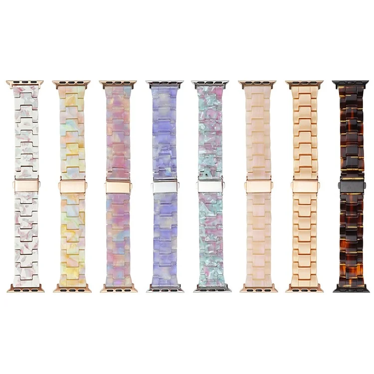 Für Apple Watch 10 46mm / Ultra 2 / Ultra 49mm / 9 8 7 45mm / SE (2023) SE (2022) SE 6 5 4 44mm / 3 2 1 42mm Uhrenarmband Harz Armband - Pink Weiß