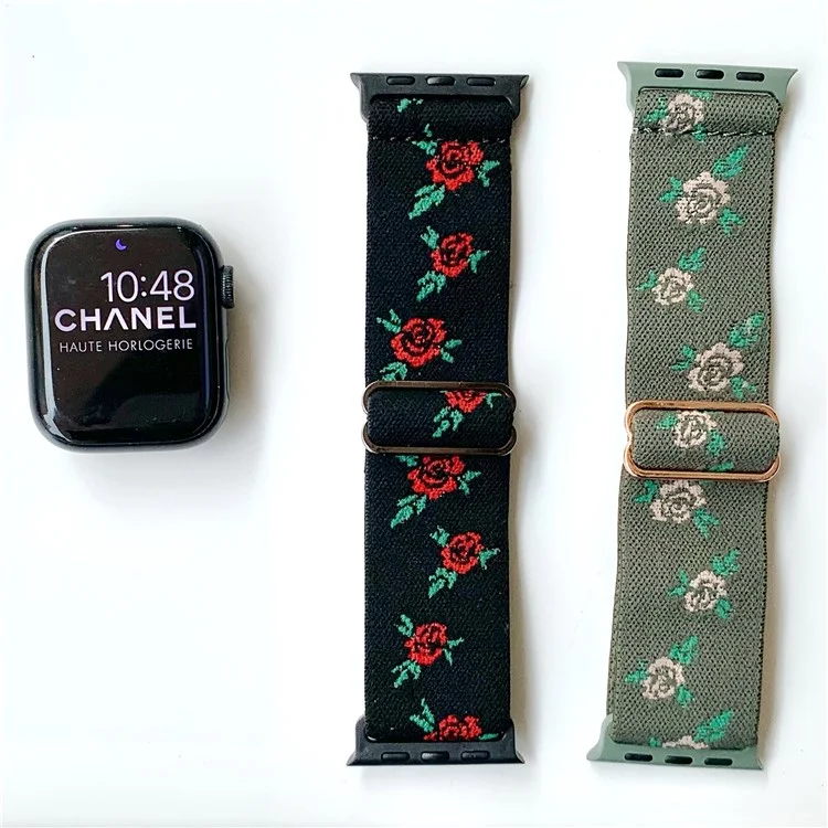 AW para Apple Watch 10 46mm / Ultra 2 / Ultra 49mm / 9 8 7 45mm / SE (2023) SE (2022) SE 6 5 4 44mm / 3 2 1 42mm Banda Correa de Nailon - Hoja Negra+Rosa
