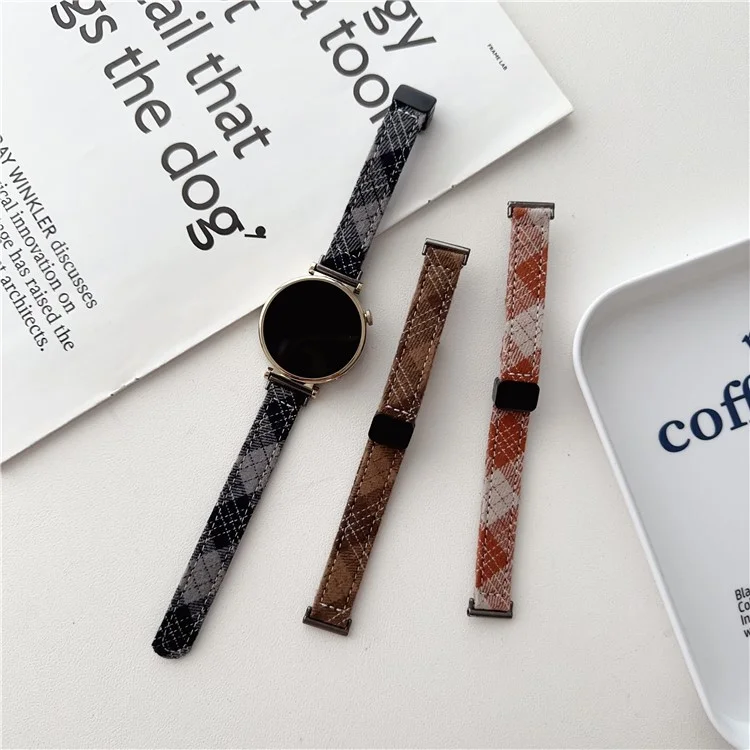 Banda de Relógio Universal de 22mm Magnética de Lona de Reposição - Preto+Cinza