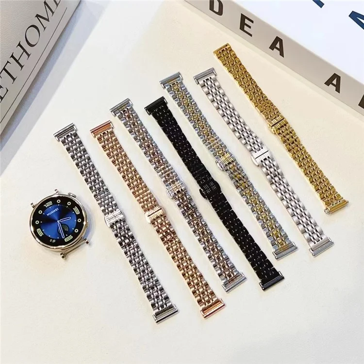 22mm Universal Watch Band Replacement Stainless Steel 7 Beads Strap - Gold