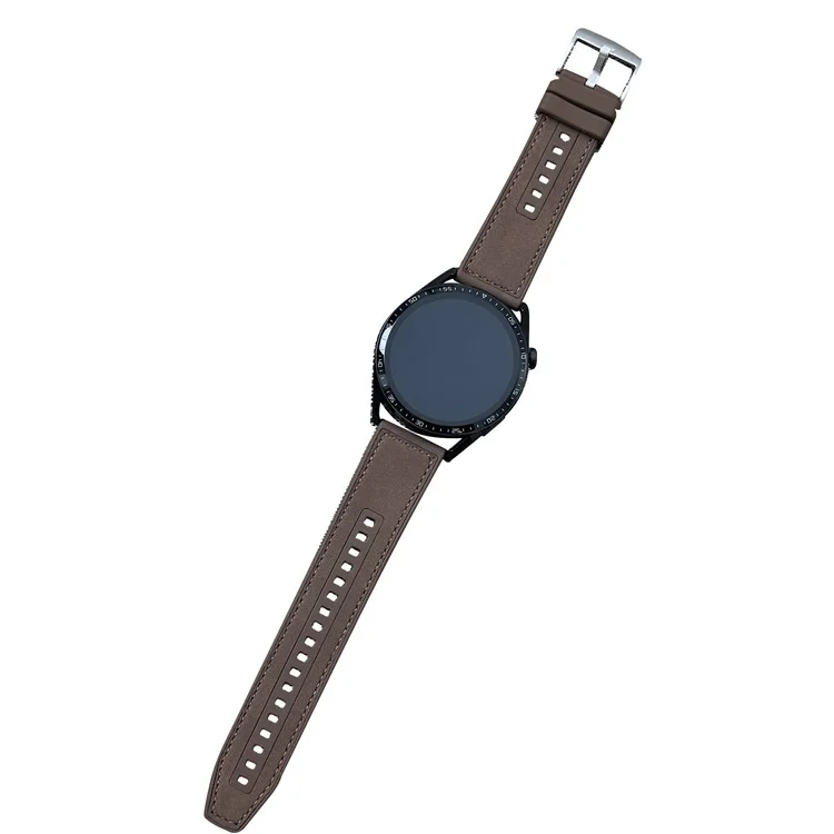 22mm Universal-Uhrenarmband aus Lederüberzogenem Silikon mit quadratischem Schnallenverschluss - Tan