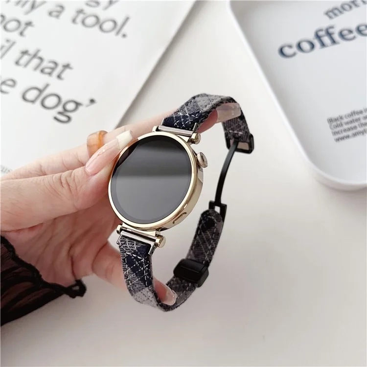 Pulseira de Relógio Universal de 18mm Canvas com Fivela Magnética - Preto+Cinza