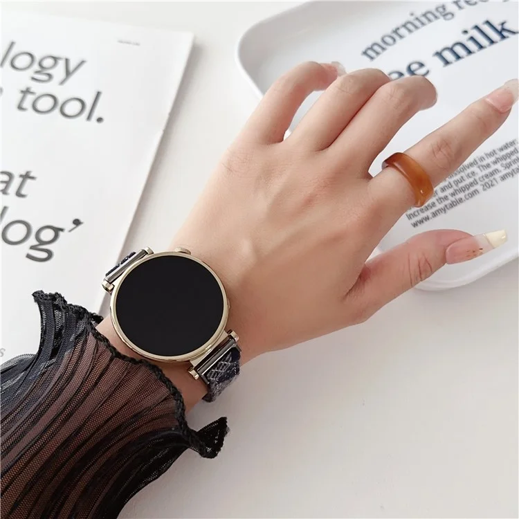 Pulseira de Relógio Universal de 18mm Canvas com Fivela Magnética - Preto+Cinza
