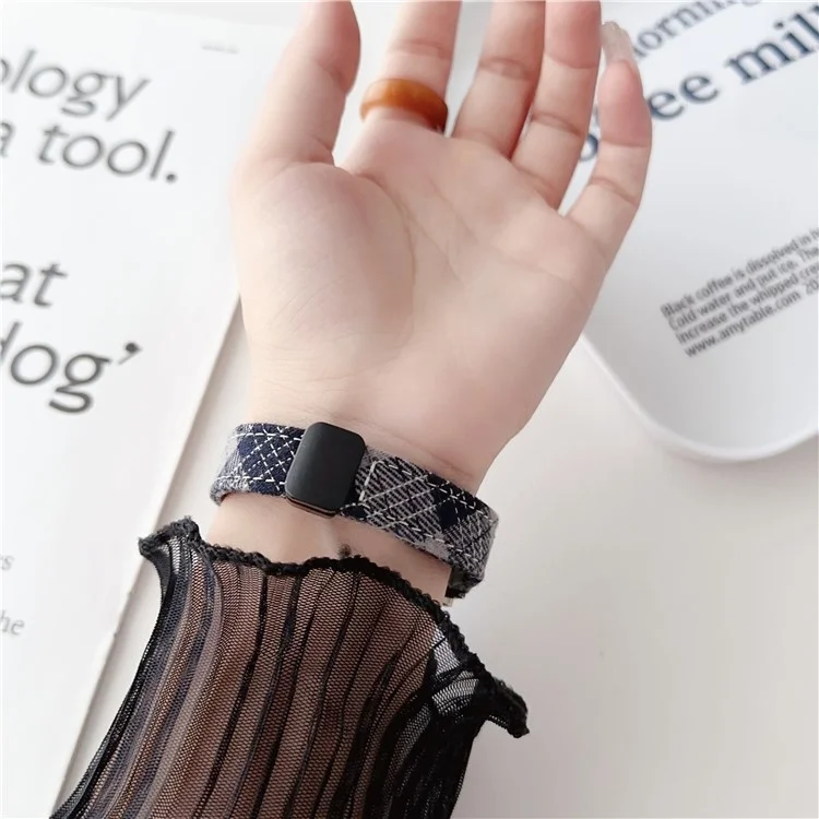 Pulseira de Relógio Universal de 18mm Canvas com Fivela Magnética - Preto+Cinza