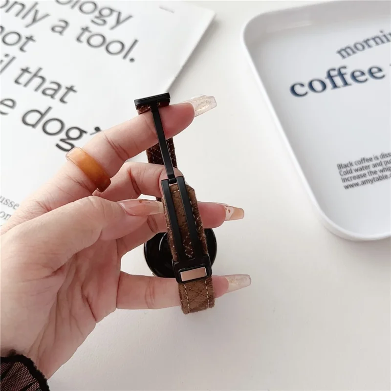 18mm Universal Wrist Watch Band Canvas Strap Replacement with Magnetic Buckle - Brown