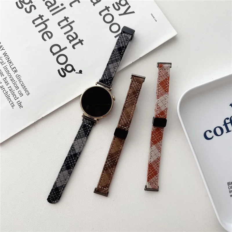 18mm Universal Wrist Watch Band Canvas Strap Replacement with Magnetic Buckle - Brown