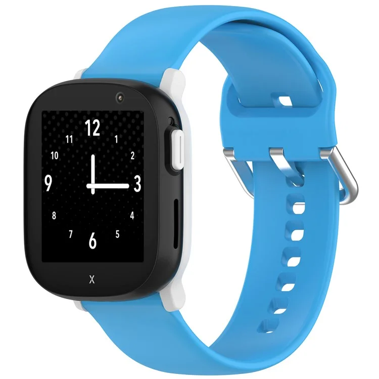 Para Xplora X6 Play Watch Band 20mm Silicone Sport Strap com Fivela de Prata, Tamanho: L - Azul Céu