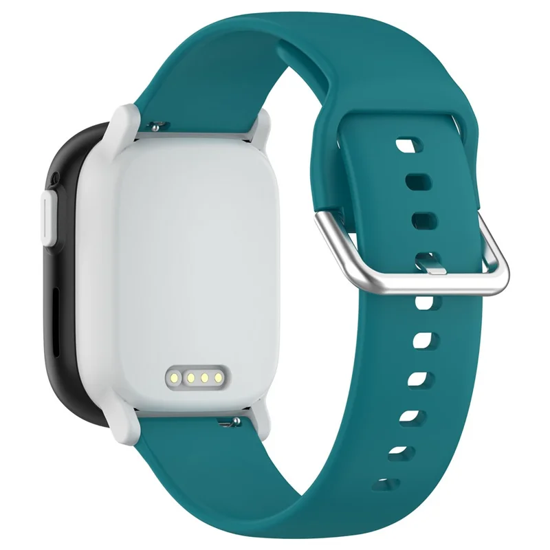 For Xplora X6 Play Watch Band 20mm Silicone Sport Strap with Silver Buckle, Size: L - Official Green