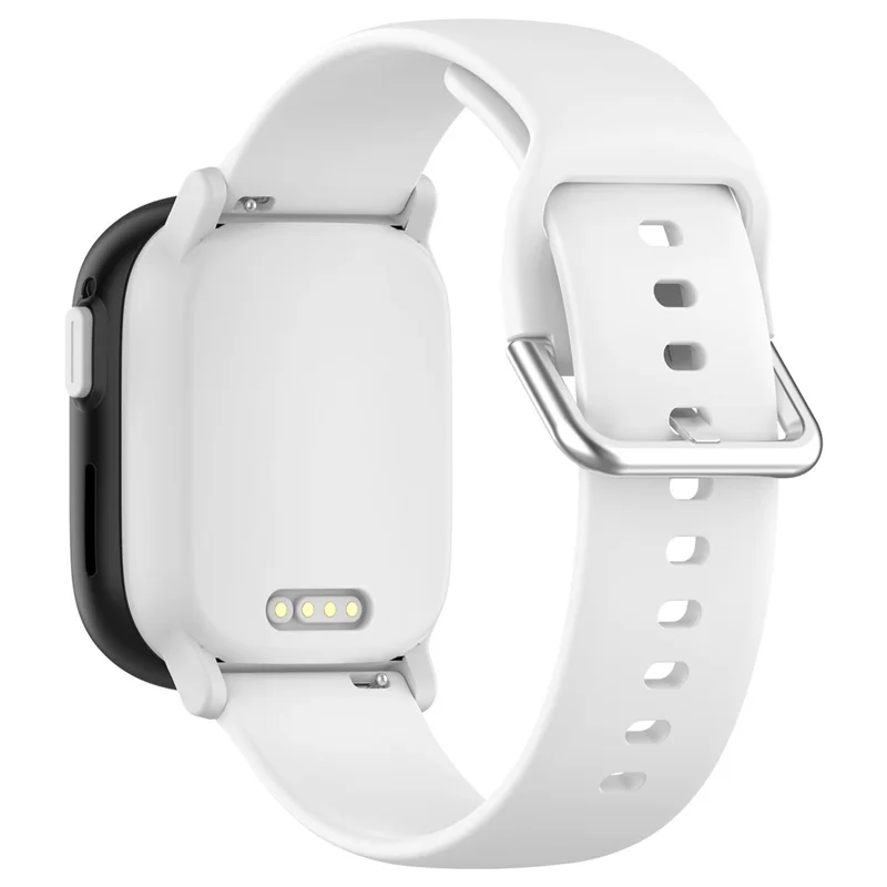 For Xplora X6 Play Watch Band 20mm Silicone Sport Strap with Silver Buckle, Size: L - White