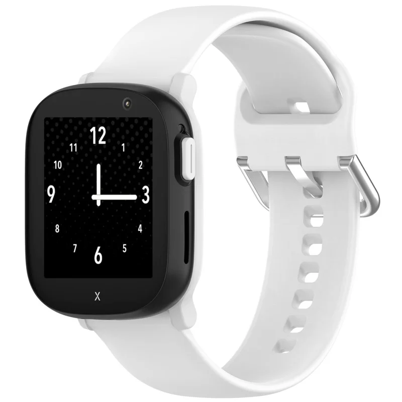 For Xplora X6 Play Watch Band 20mm Silicone Sport Strap with Silver Buckle, Size: L - White