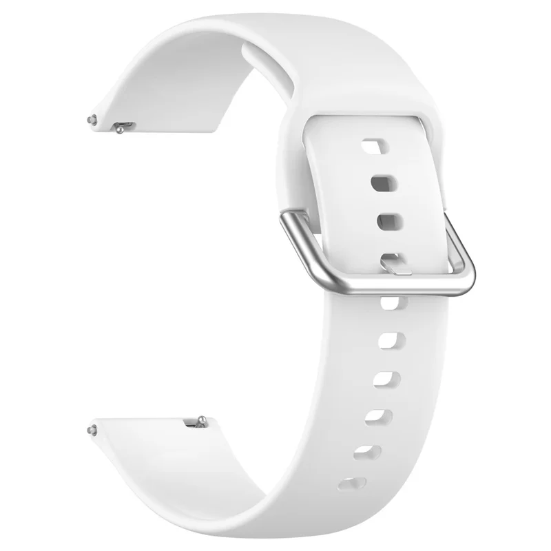 For Xplora X6 Play Watch Band 20mm Silicone Sport Strap with Silver Buckle, Size: L - White