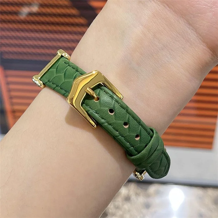 Für Apple Watch 10 46mm / Ultra 2 / Ultra 49mm / 9 8 7 45mm / SE (2023) SE (2022) SE 6 5 4 44mm / 3 2 1 42mm Rindslederband - Grün / Goldschnalle