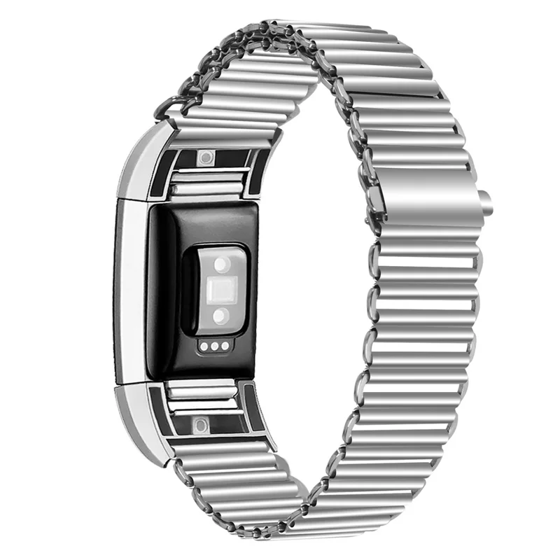 For Fitbit Charge 2 Loop Back Design Replacement Stainless Steel Watch Strap - Silver