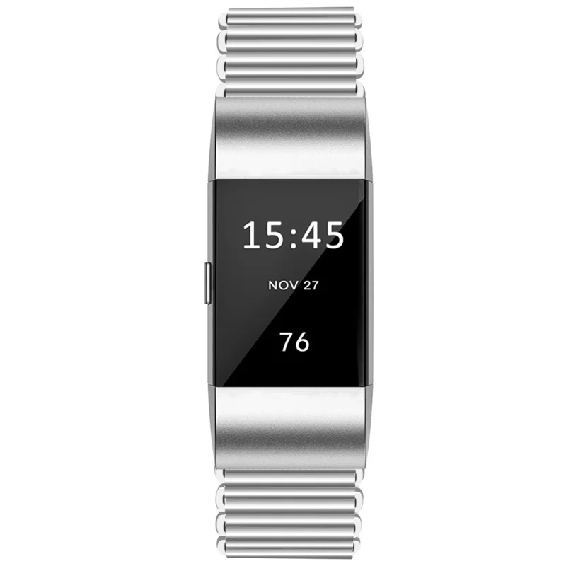 For Fitbit Charge 2 Loop Back Design Replacement Stainless Steel Watch Strap - Silver