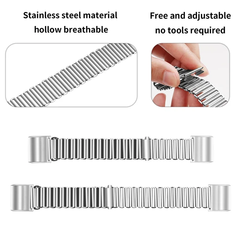 For Fitbit Charge 2 Loop Back Design Replacement Stainless Steel Watch Strap - Silver