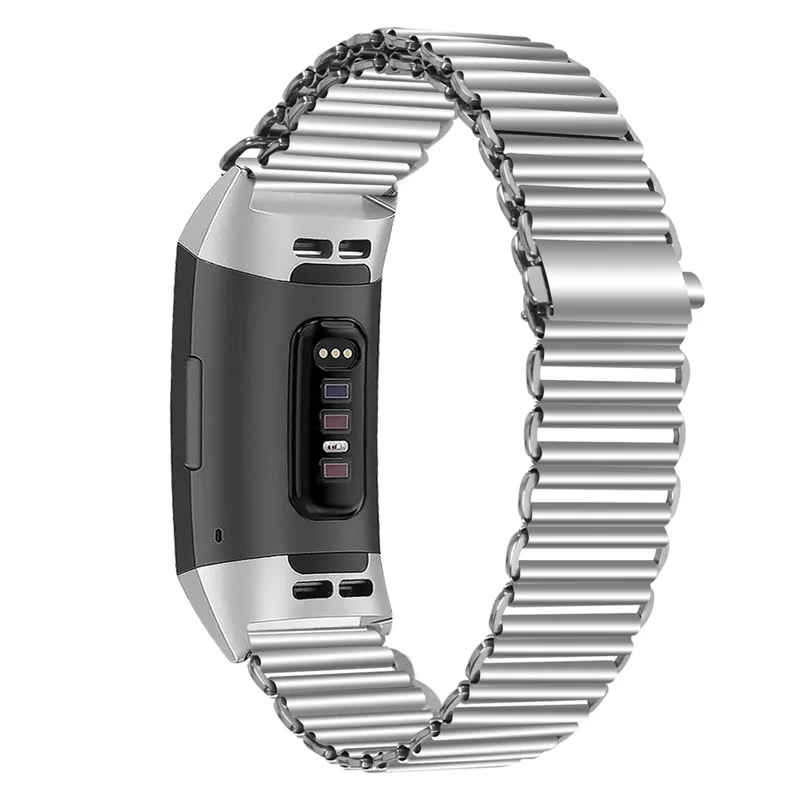 For Fitbit Charge 3 / 4 / 3 SE Fashionable Smart Watch Band Stainless Steel Loop Back Strap - Silver