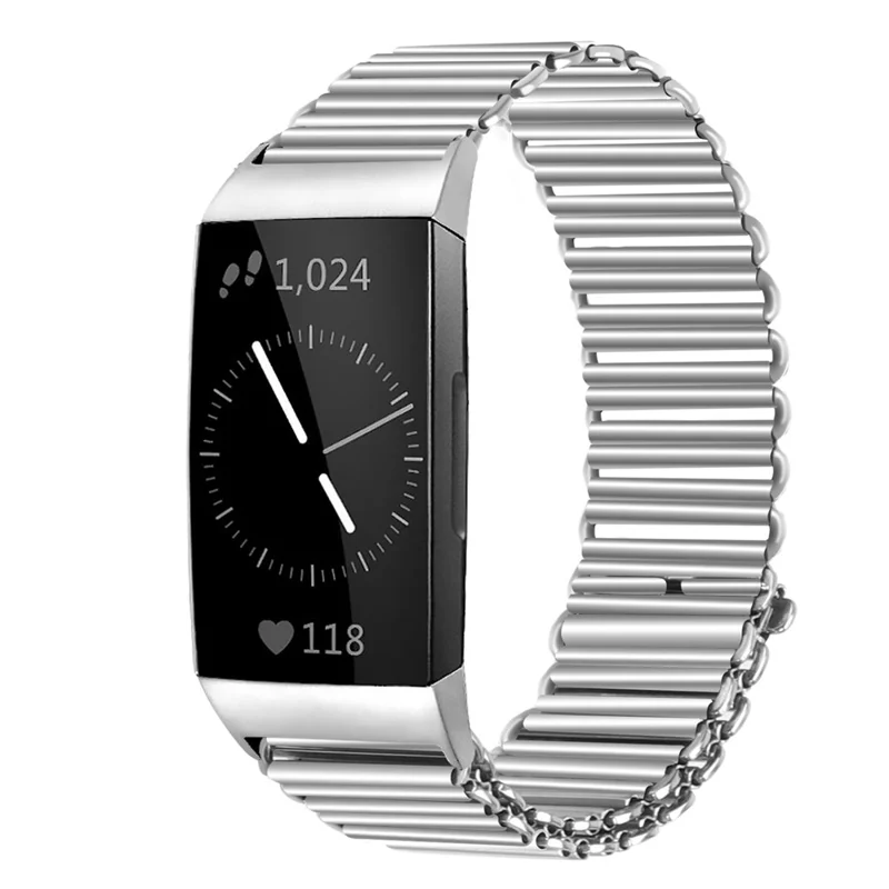 For Fitbit Charge 3 / 4 / 3 SE Fashionable Smart Watch Band Stainless Steel Loop Back Strap - Silver