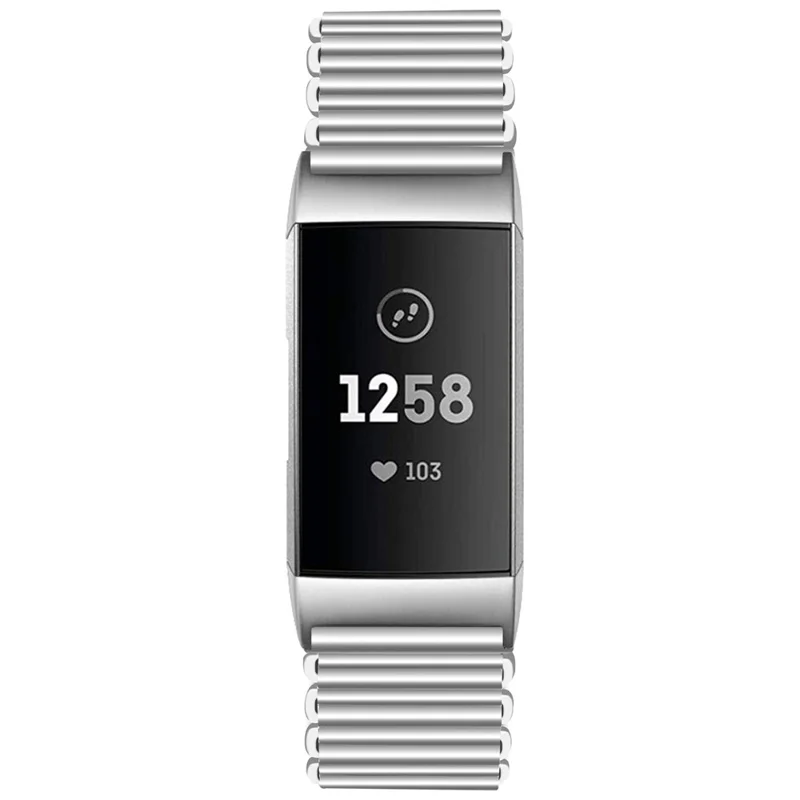 For Fitbit Charge 3 / 4 / 3 SE Fashionable Smart Watch Band Stainless Steel Loop Back Strap - Silver
