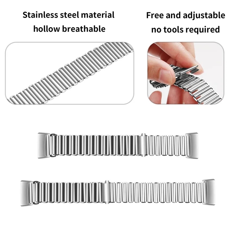 For Fitbit Charge 3 / 4 / 3 SE Fashionable Smart Watch Band Stainless Steel Loop Back Strap - Silver