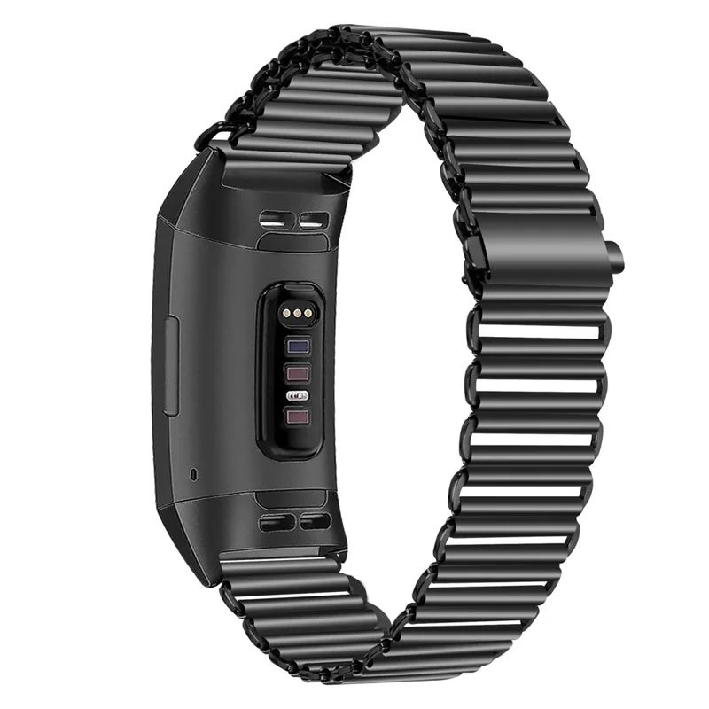 Stainless Steel Watch Strap for Fitbit Charge 3 / 4 / 3 SE Electroplating Color Wrist Band - Black