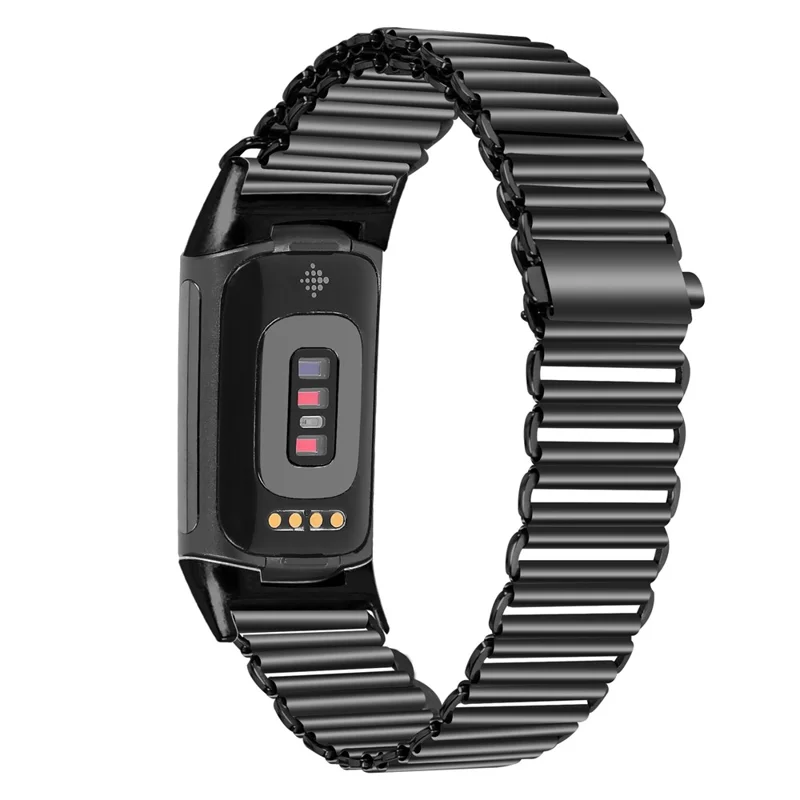 Para Fitbit Charge 5 / 6 Pulseira de Relógio de Aço Inoxidável Electrochapeada Pulseira de Pulso - Preto