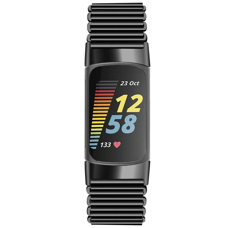 Para Fitbit Charge 5 / 6 Pulseira de Relógio de Aço Inoxidável Electrochapeada Pulseira de Pulso - Preto