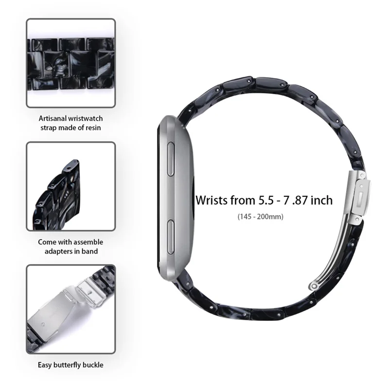 For Misfit Vapor Resin Watch Strap Replacement Waterproof Watch Band - Glitter Black