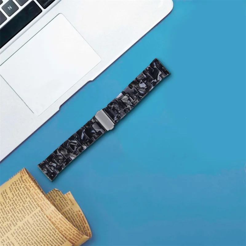 For Misfit Vapor Resin Watch Strap Replacement Waterproof Watch Band - Glitter Black